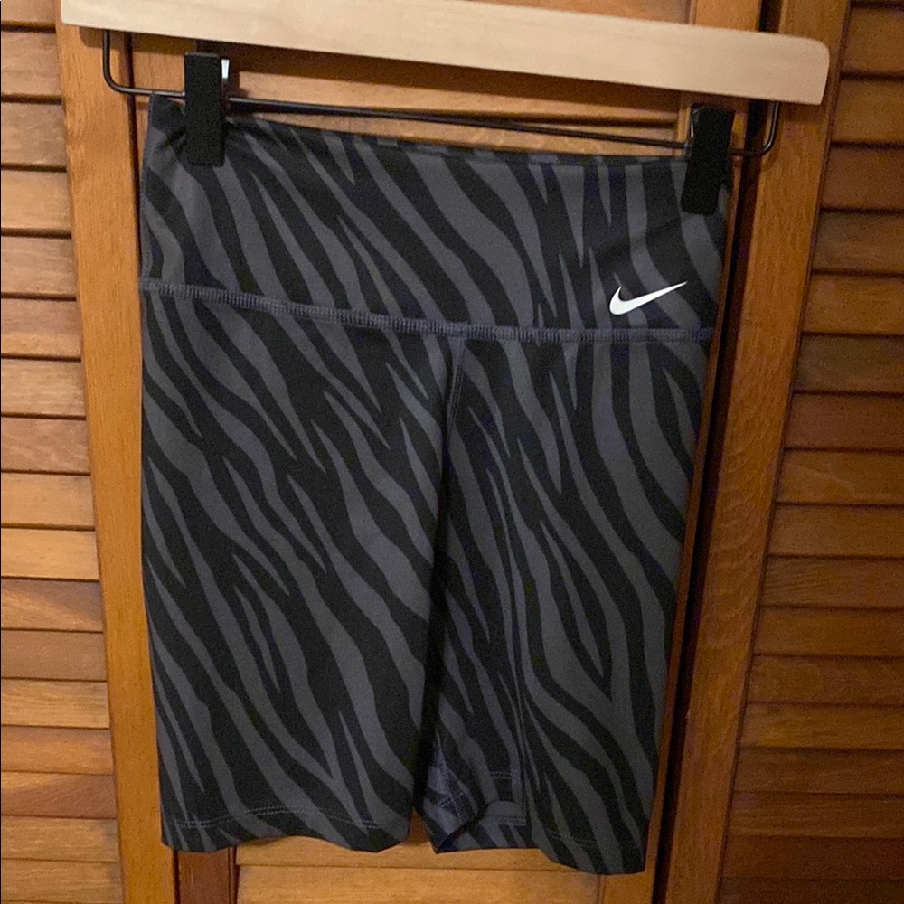 Nike Black Bike Shorts with Zebra Pattern